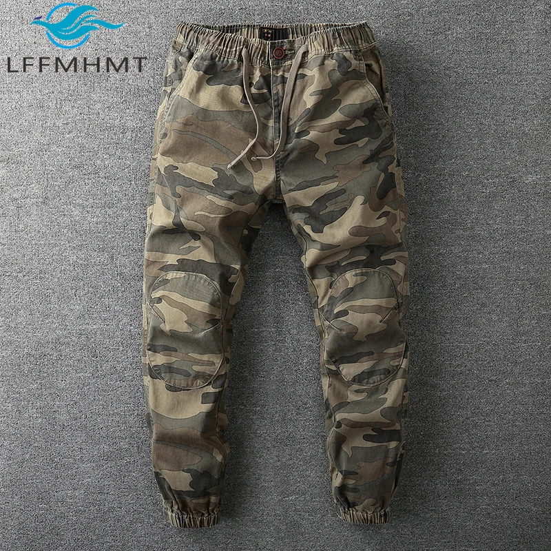 

Мужские повседневные брюки с камуфляжным принтом, весенне-осенние модные брюки-карго, ретро-стритвир, классические прочные свободные повседневные брюки для мужчин