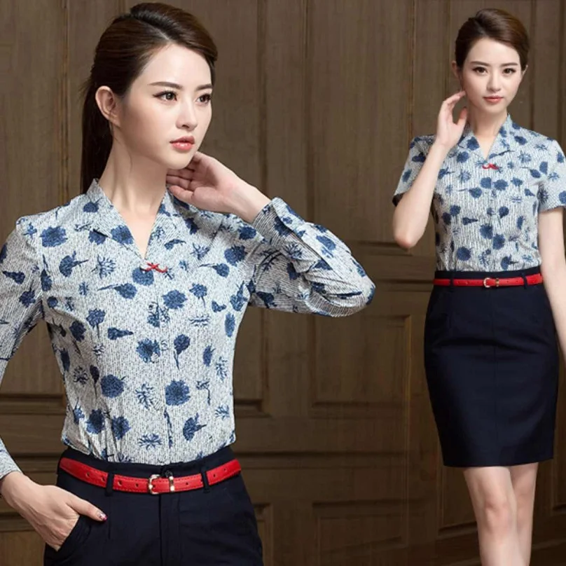 China Eastern Airline Stewardess Uniform Short Long Sleeve Blouse Skirt Pants Professional Suits Summer Women Hotel Overalls