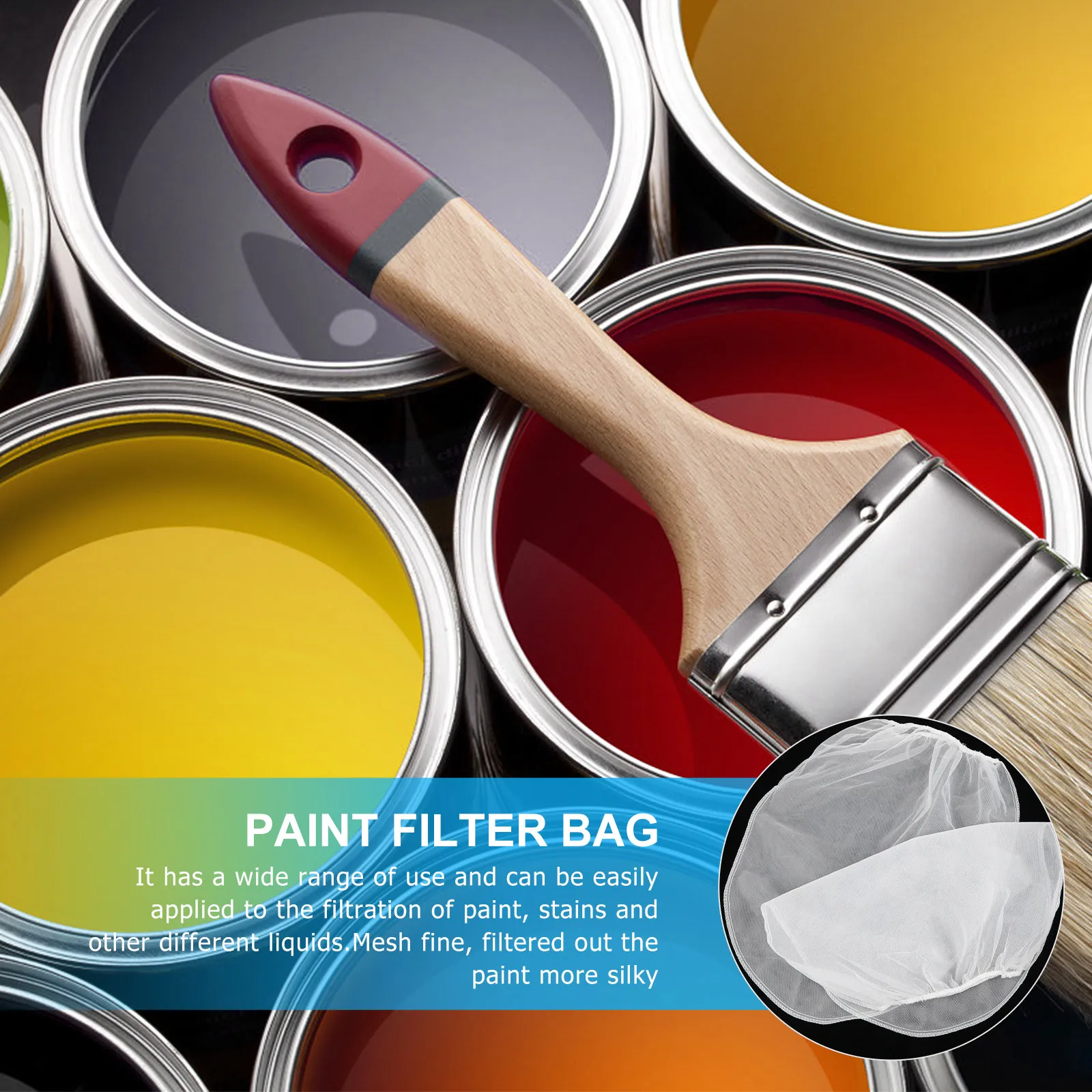 5Pcs Fine Mesh Filter Bags Polyester Paint Strainer Bags Elastic Mouth Design for Home Industrial Liquid Filtration