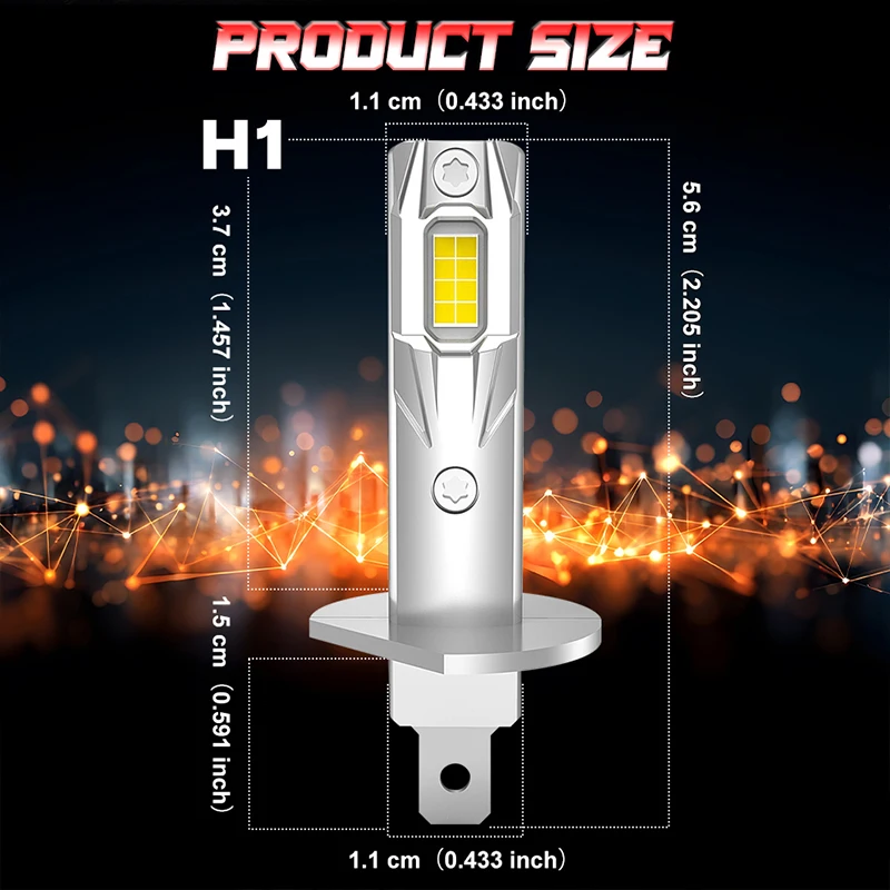 H1 LED Headlights Bulbs for Car CANBUS Fog Lights Mini Auto HeadLamp CSP Chip Plug&Play Wireless High Power 12V/24V +800% Bright view 6