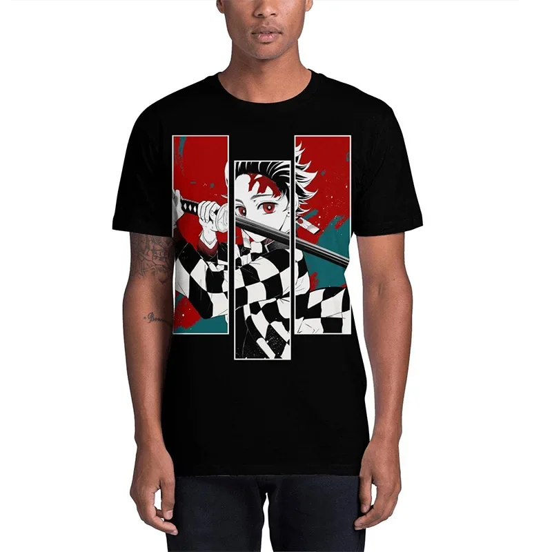 2025 Demon Slayer Men's and Women's T-shirt with Anime Print Short Sleeve Retro Gothic 100% Cotton Y2K Street Clothing