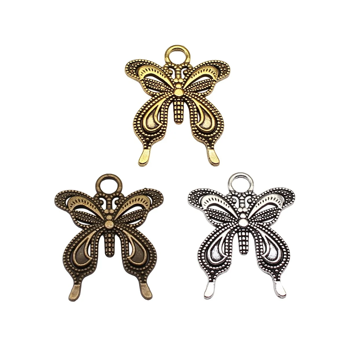 WYSIWYG 4pcs 27x25mm 3 Colors Butterfly Dancing Butterfly Flying Butterfly Charms