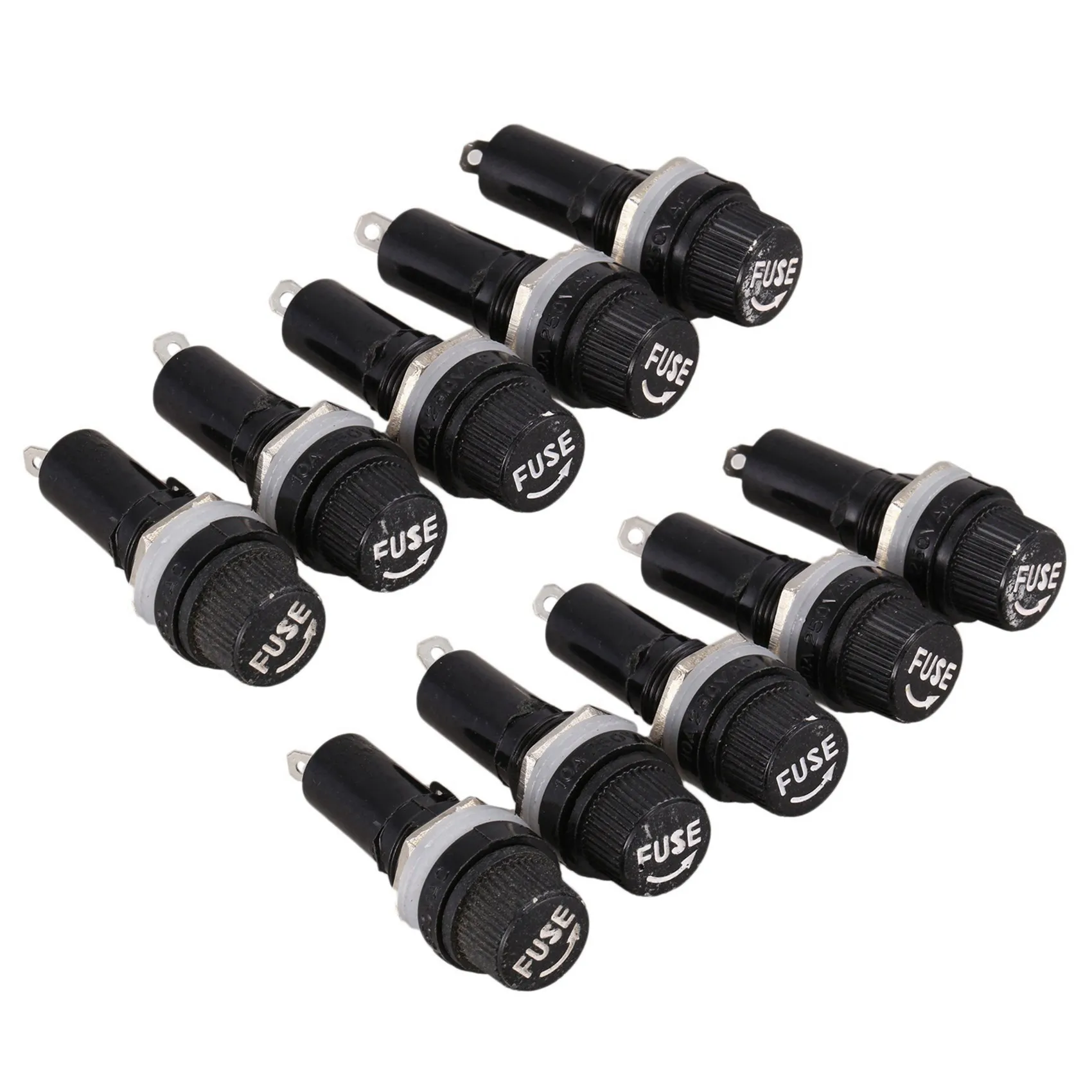 10 Pcs AC 125V 15A 6 X 30mm Panel Mount Fuse Holder