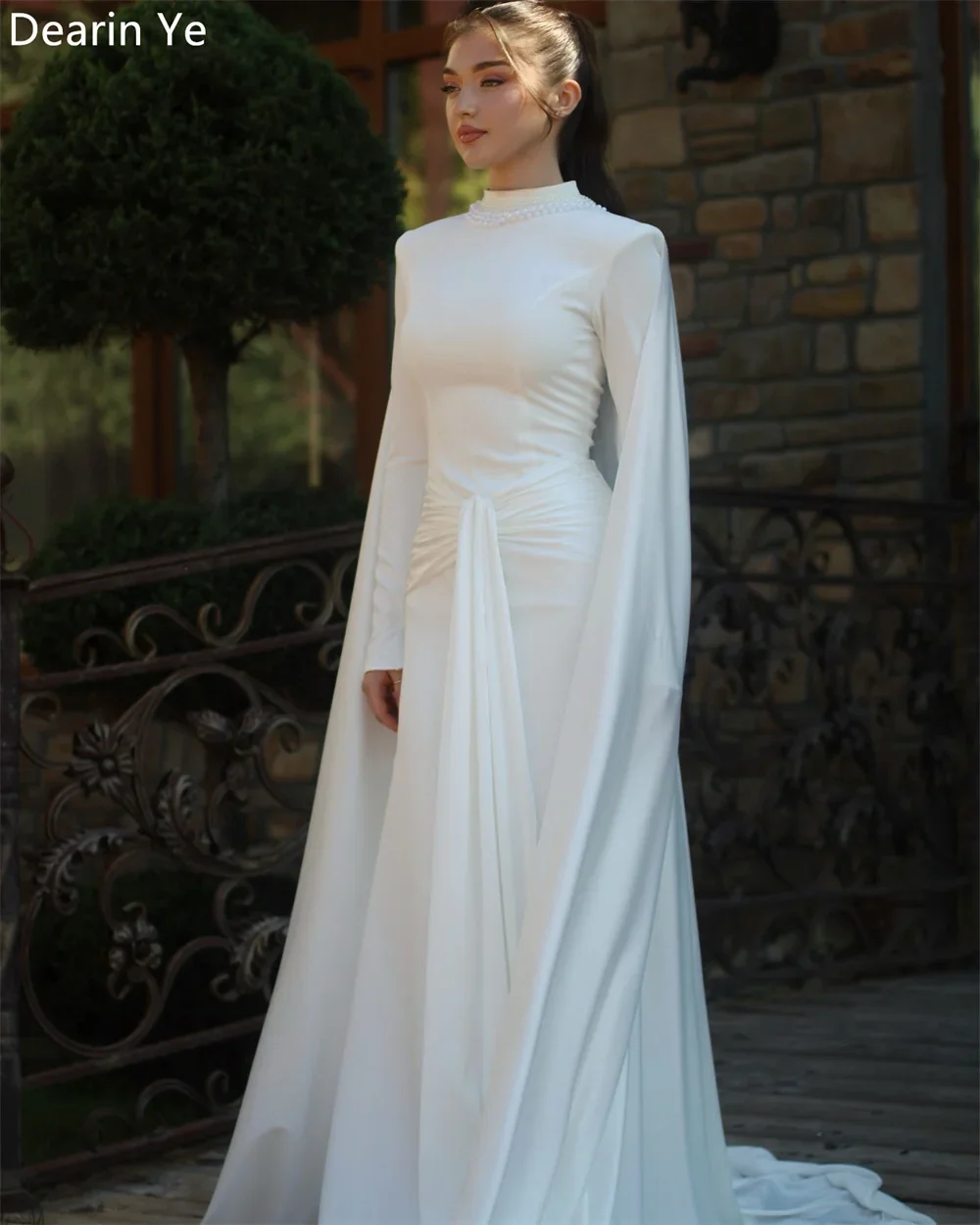 Customized Formal Gown Evening Dearin Scoop Neckline A-line Floor Length Skirts Draped Bespoke Occasion Dresses Prom Dress Saudi