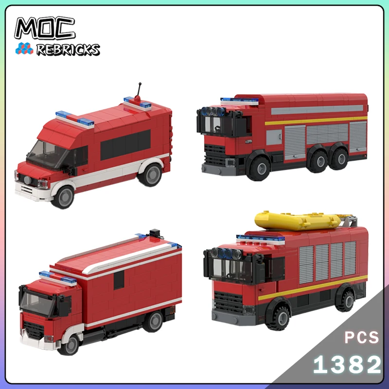 MOC ELW1 GW-Atemschutz Fire Engine Truck Specialist Rescue Unit Building Blocks DIY Model Assembly Bricks Boy Toy Xmas Gifts