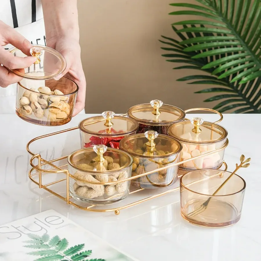 

Nordic Fruit Dessert Snacks Serving Platter Glasses Bowl with Lid Party Candy Nuts Salad Dishes Plate Cake Food Kitchen Plate