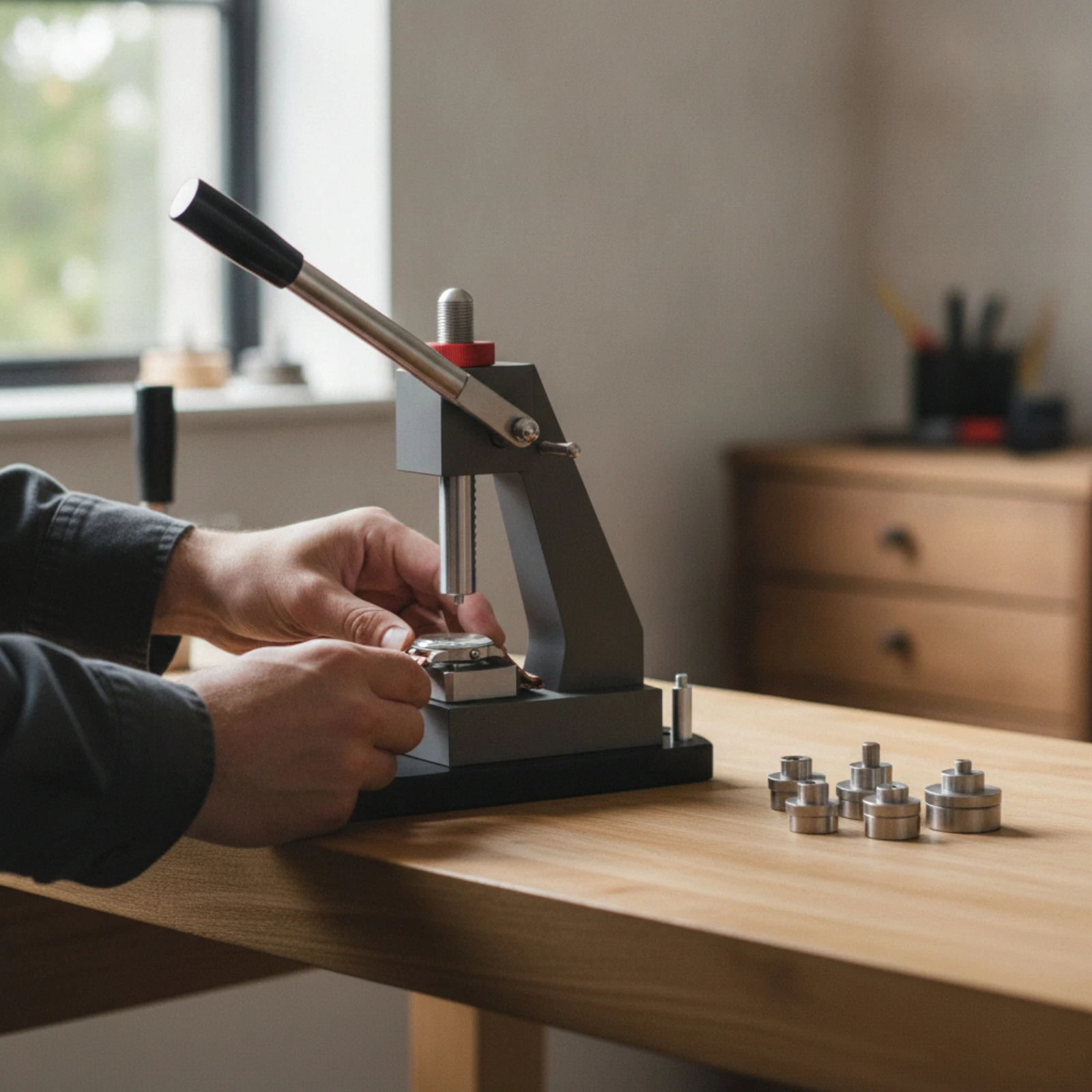 Presse à boîtier de montre avec levier manuel, outil de pressage de précision stable pour horlogers et ateliers
