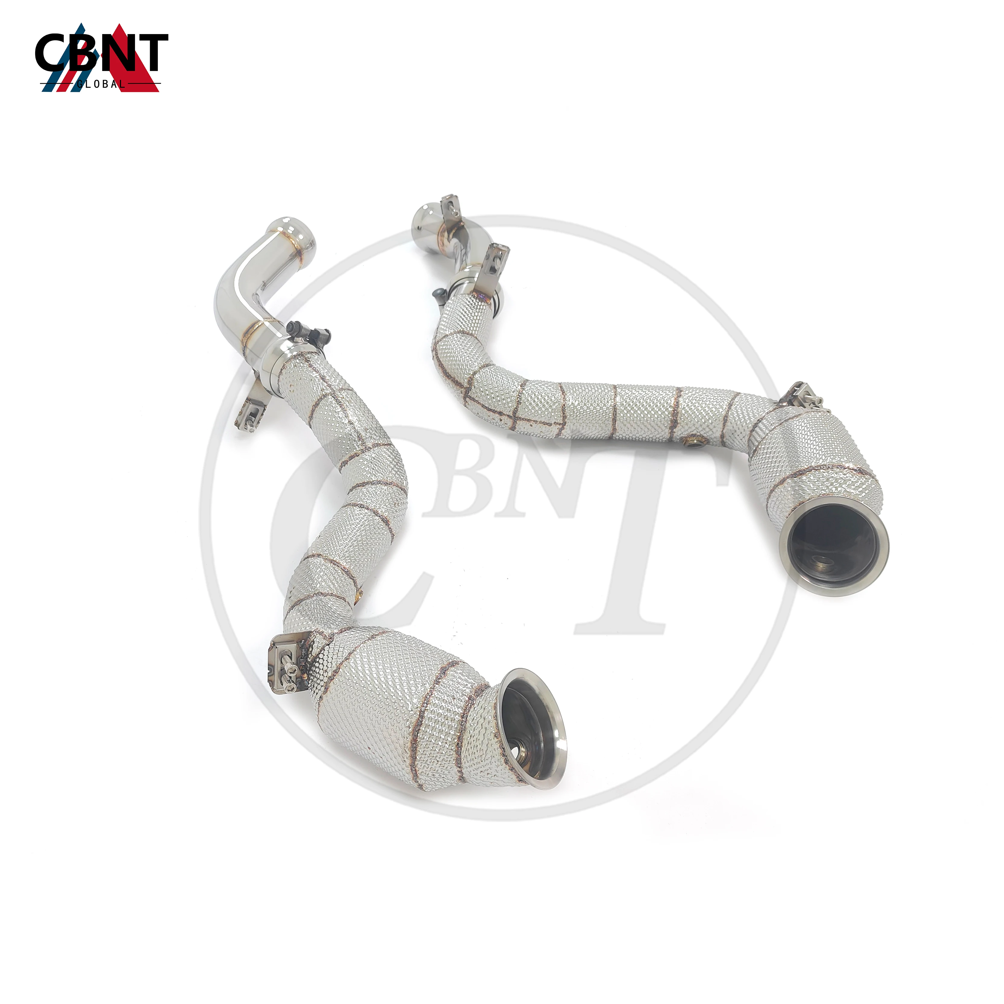 

CBNT Catted/Catless Downpipe for Benz C63 W205 GLC63 Car Accessories Exhaust System Pipe with Catalytic Converter Heat Shield