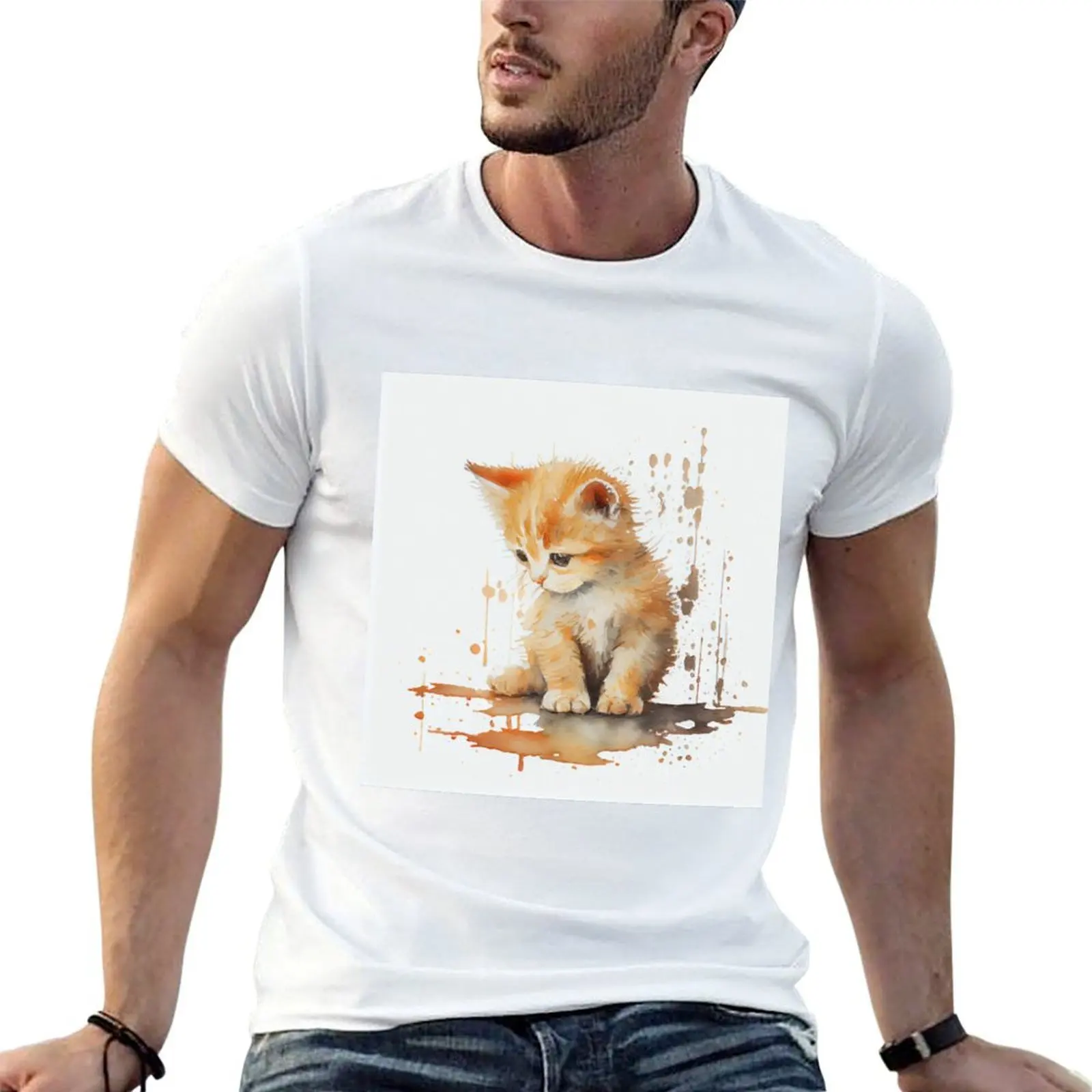 Orange ginger kitten T-Shirt Casual Trendy Short Sleeve T-Shirt