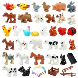 Big Size Building Blocks Compatible Large Figure Bricks Farm Ranch Animals Pet Pony Dog Children Kids Assemble Educational Toys