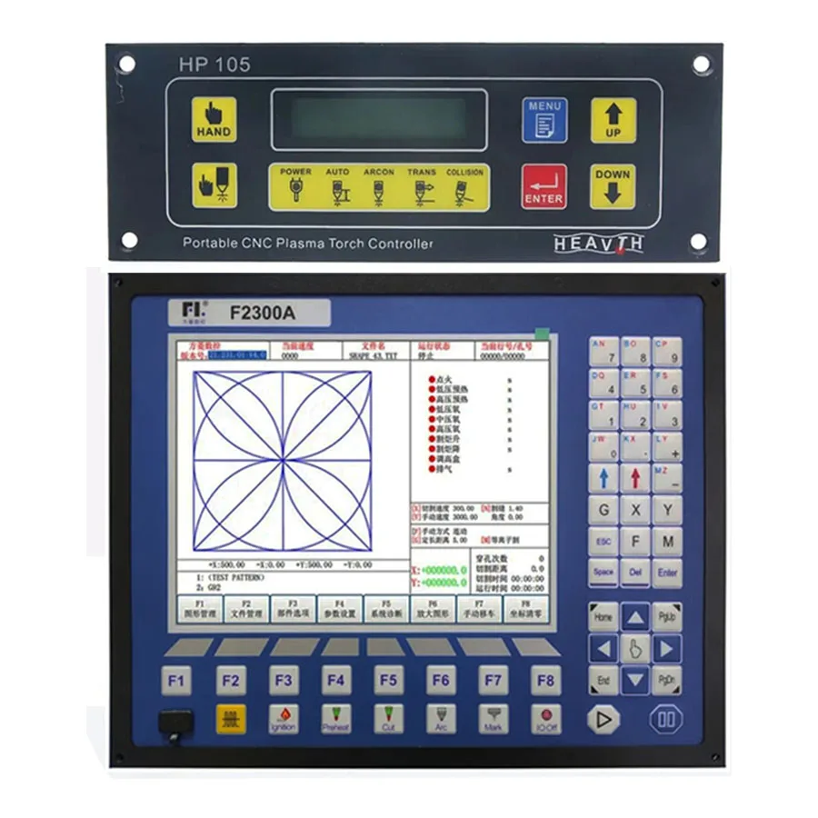 F2300A plasma controller 2-axis CNC system+arc voltage regulator HP105 plasma flame cutting machine equipment