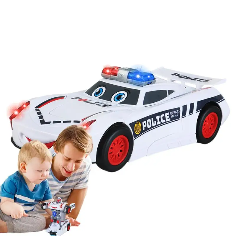 Transforming Polices Car Toy Robot Car Toy With Led Light Music Interactive Creative Polices Car For Children Boys Girls