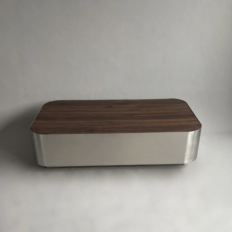Minimalist rectangular stainless steel coffee table large flat layer creative light luxury coffee table