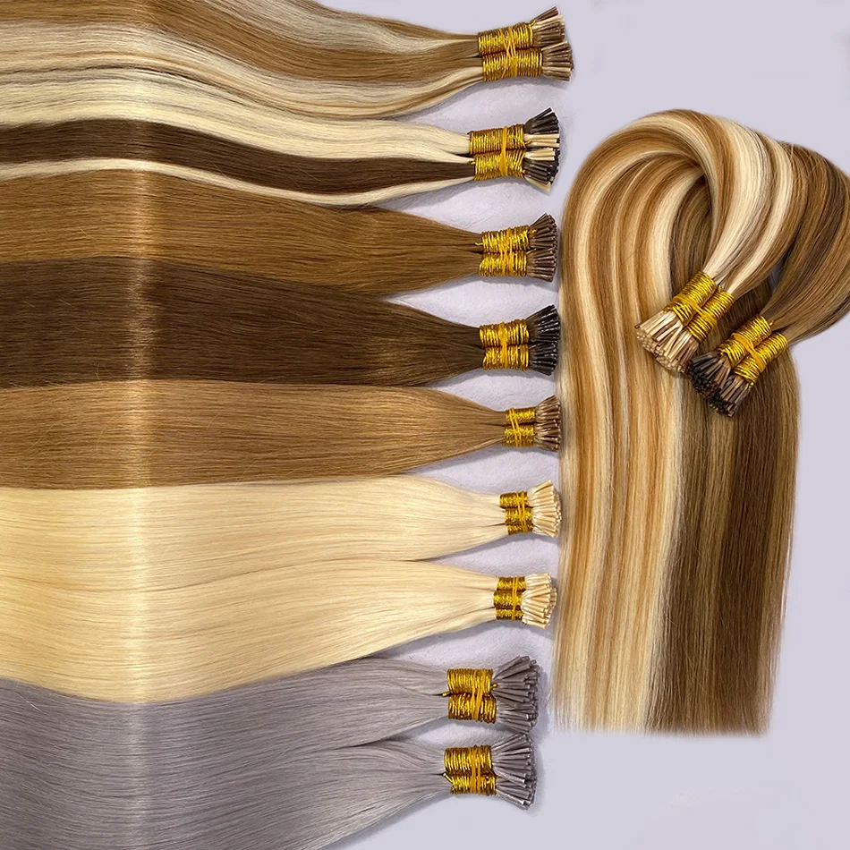 Iチップヘアエクステンション人毛様々な色本物の人毛22インチ本物のIチップエクステンションヘアナチュラルストレートヘア女性用