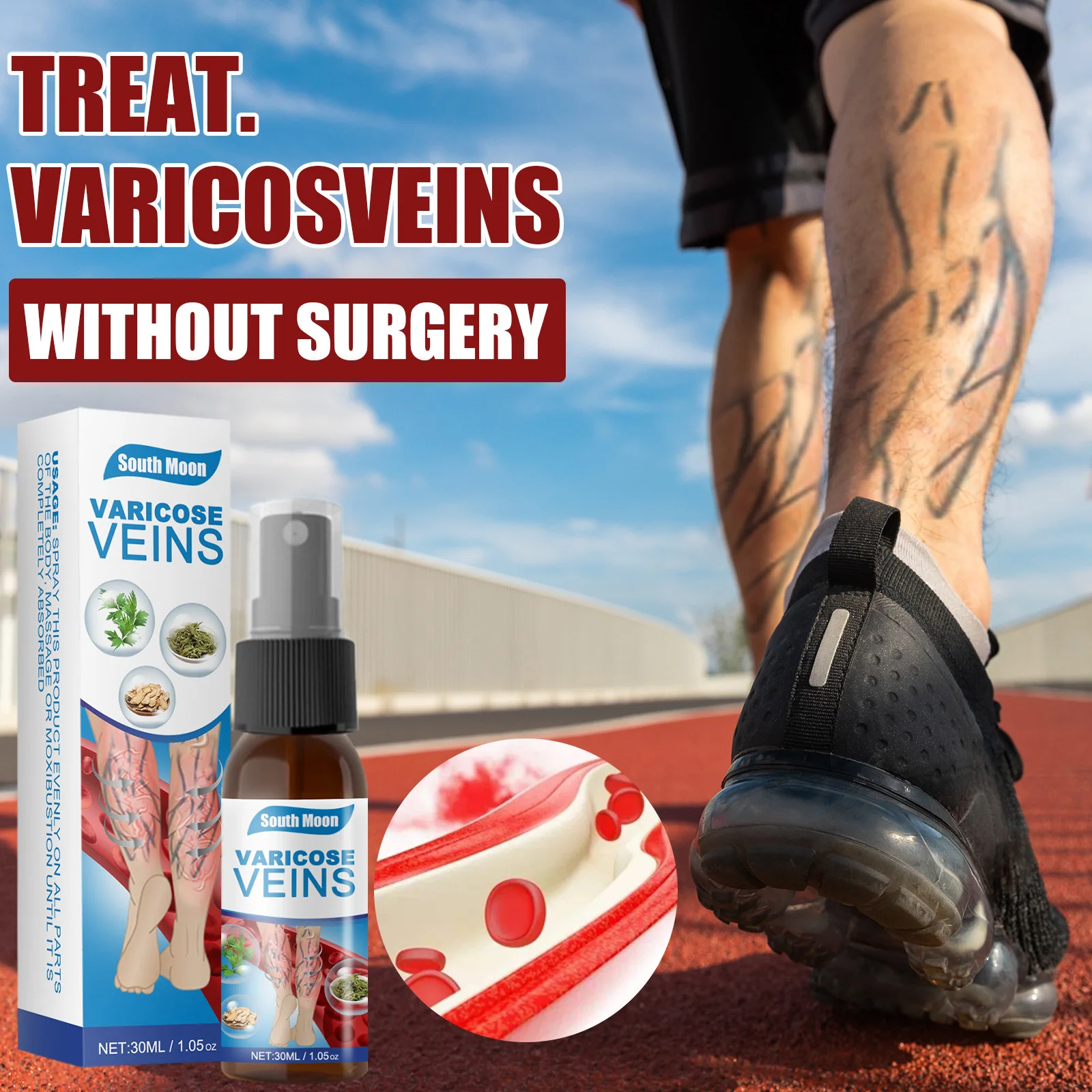 

Varicose Veins spray Medicine Spider Veins Treatment Relief Vasculitis Phlebitis Spider Pain Relief Medical Plaster Care 30ml