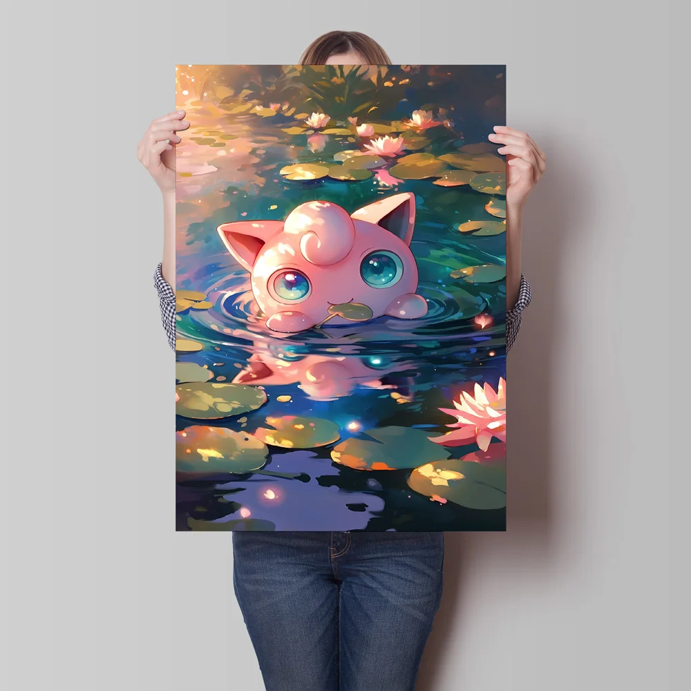 1pc Frameless Canvas Painting Japanese Classic Anime Pokemon Eevee Poster Prints Cute Cartoon Characters Canvas Painting Living view 3