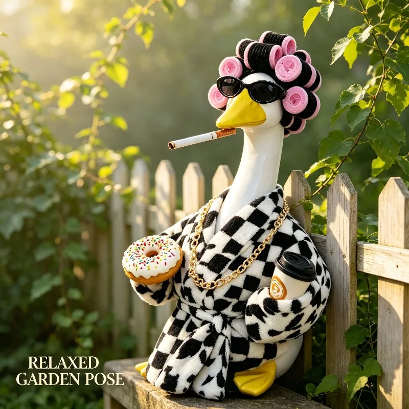 Bathrobe Cucumber Slice Outdoor Garden Statue Decor,Porch Goose Costume Ornament (Goose Not Included)