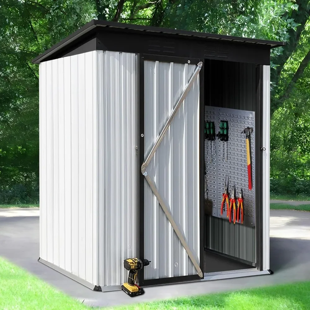 

Outdoor Storage Shed with Door & Lock, 5× 3.2FT Tall, Waterproof Garden Tool Storages Cabinet, Outdoor Storage Room