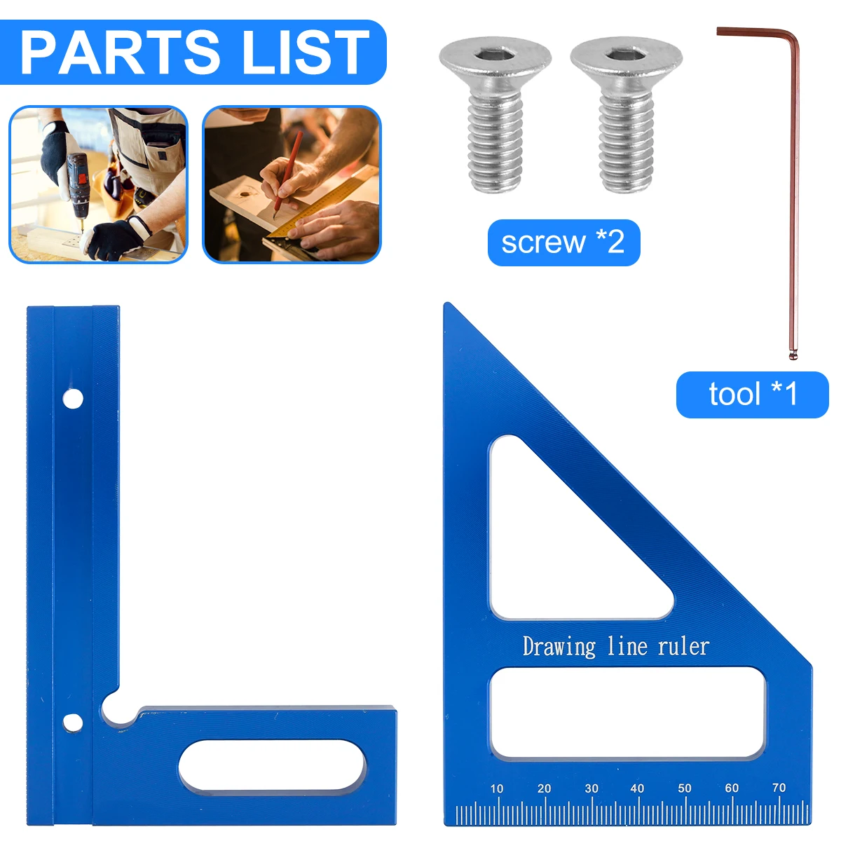 

3pcs Triangle Ruler Measurement Tool Aluminium Alloy Carpenter Set 5/90° Miter Square Angle Woodworking Tools Triangular Ruler