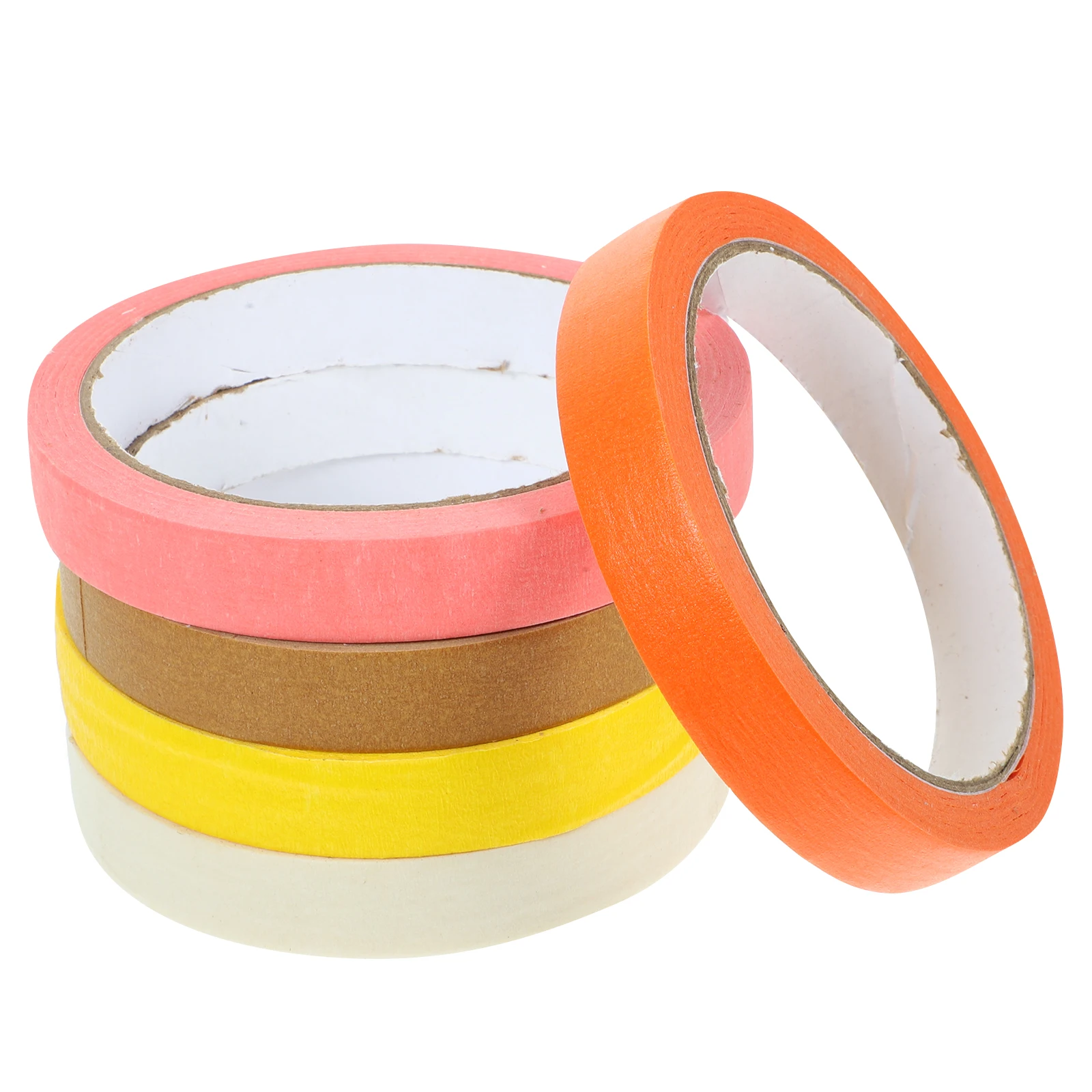 

5pcs Washi Tape Set 15mmx2M Decorative Paper Tapes for Scrapbook DIY Projects Craft Stickers Packaging ange Yellow Pink Brown