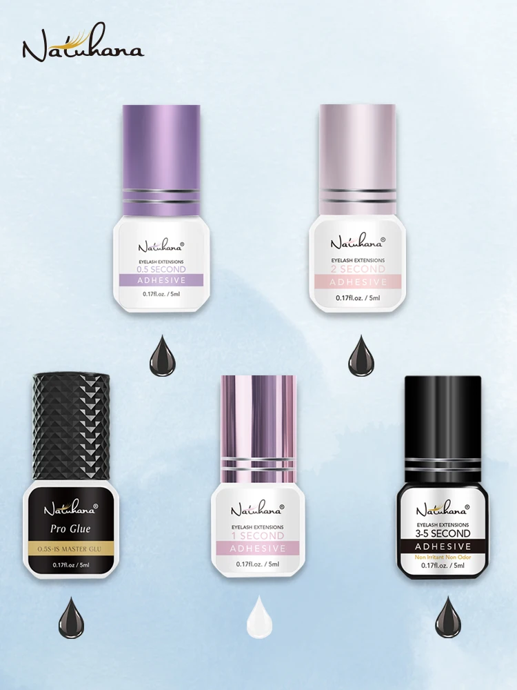 NATUHANA 5ml Wimpernverlängerungskleber 1S Schnelltrocknend Starker Halt Langanhaltend 5-7 Wochen Geruchsarm Professioneller Wimpernkleber