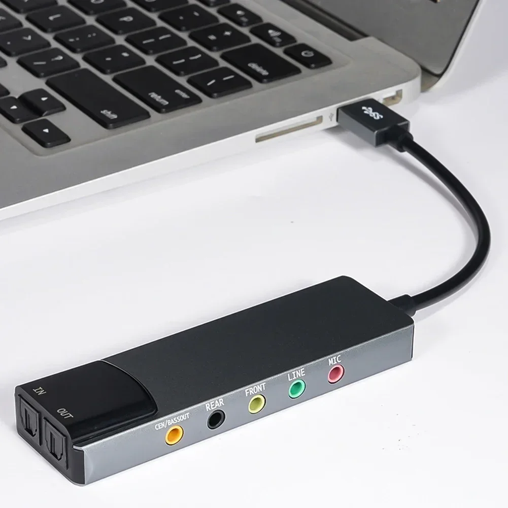 USB Sound Card Aluminium Alloy External Audio Converter AC-3 DTS External Audio Card 7.1 5.1 Channel Soundcard Optical for PC