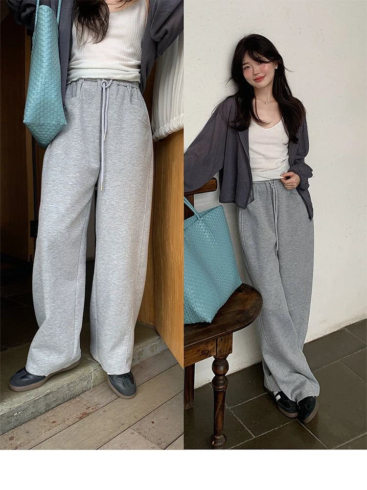 

Универсальные брюки с эластичной талией и широкими штанинами, прямого кроя, повседневные, женские, летние, для поездок на работу, в корейском стиле