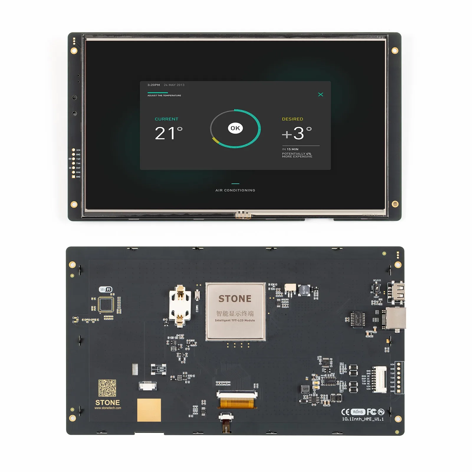 TFT Control Panel 10.1 INCH 262k true-to-life colors. This offers 300 nit brightness, LED back light, View Area 108.0mm* 64.8mm