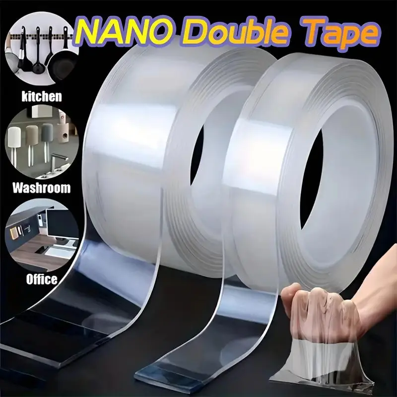 1-5m Nano Tape Tracsless Double Sided Tape Transparent No Trace Reusable Waterproof Adhesive Sticky Heavy-duty Two Side Tape