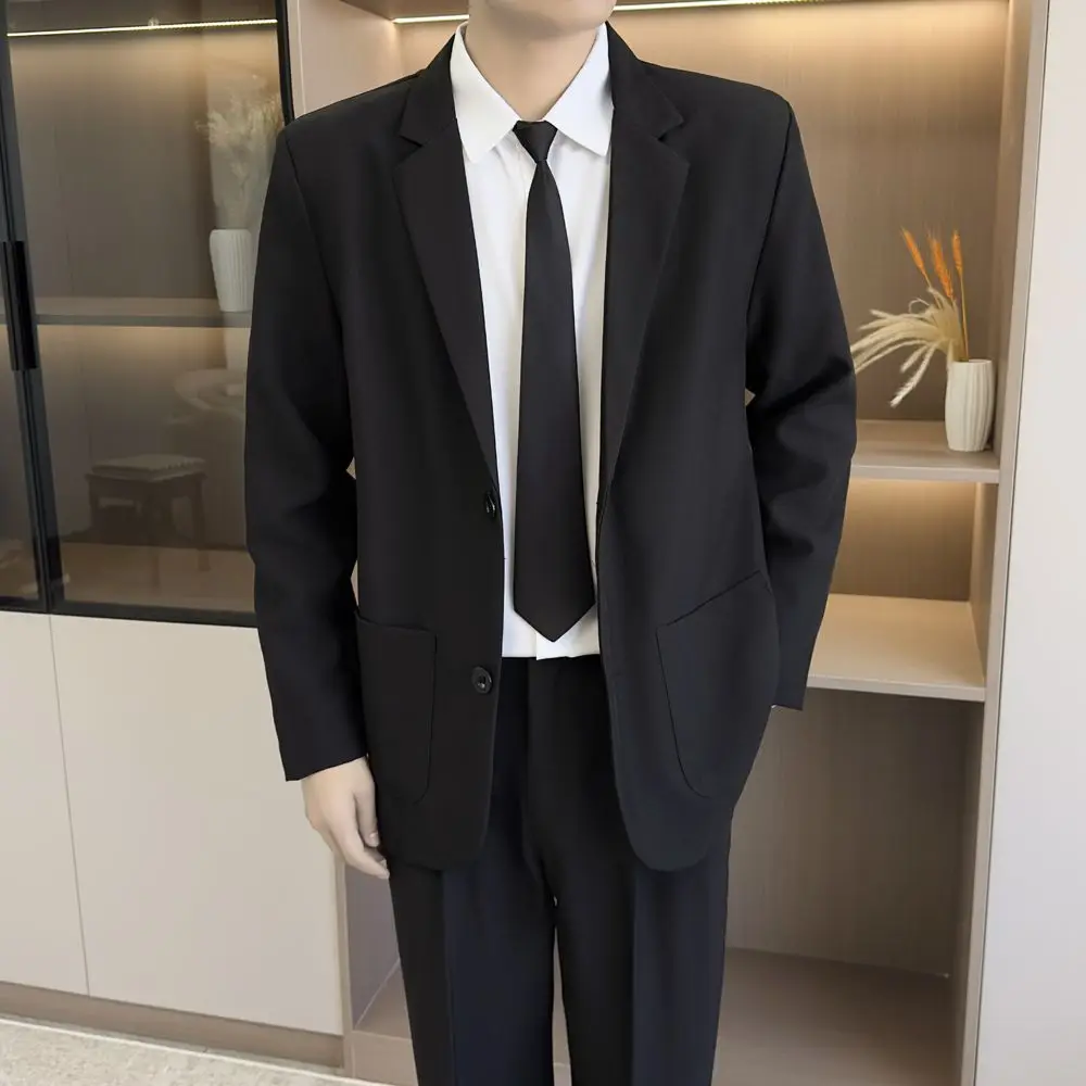 

Мужской костюм с подплечниками: молодежный, модный, в корейском стиле, весенне-осенний, премиум-класса, комплект Haome