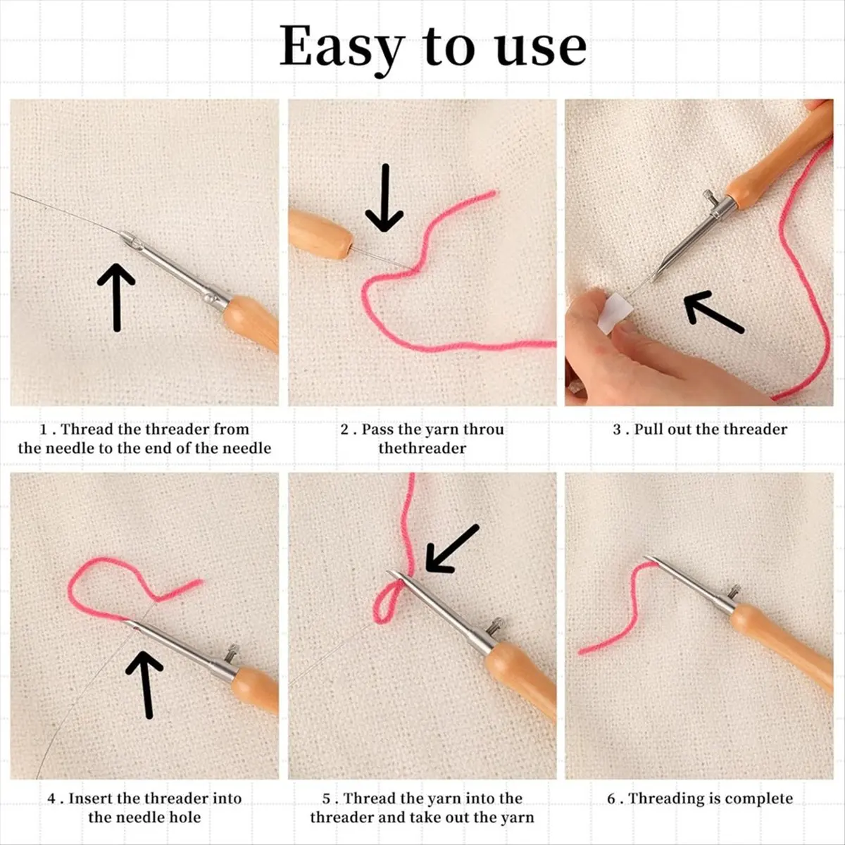 2026 NEW 5 Pcs Punch Needle Tool, Punch Needle Kit Metal Punch Needle Punch Needle Threader Punch Needle Set 2.5/3.5/5mm