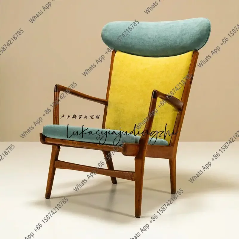 

N64 Original custom leisure chair medieval retro style single solid wood armrest leisure sofa chair