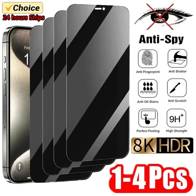1-4 sztuki antyszpiegowskich szkła hartowanego do iPhone'a 15 14 13 12 11 Pro Max Pełna osłona chroniąca ekran do iPhone'a 13 14 15 Szkło