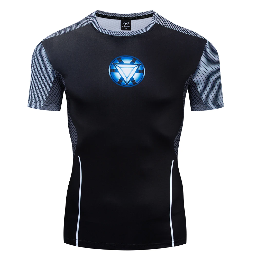 3D printed shirt sports tights short-sleeved T-shirt Digital printed fitness clothing Training clothing breathable sweat