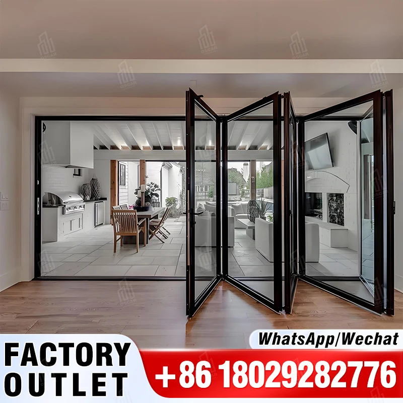 Energy Efficient Oscaracso Balcony Bifold 4 Panel folding door Hurricane Proof Exterior Bifolding Oscaracso doors