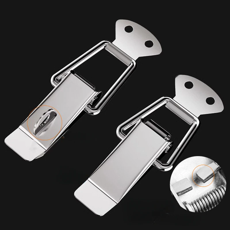 

304 stainless steel Duck-mouth Buckle Hook Wooden Box Hasps Clamp Silver Metal Spring Catch Clasp Loaded Draw Toggle Clamp Hasps