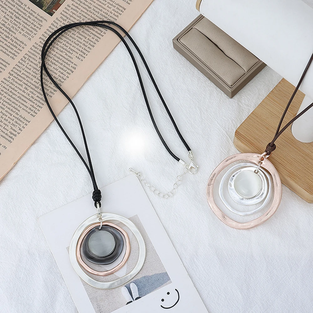 Circles Large Pendant Chunky Necklaces for Women Cute New in Long Black Necklace Choker Korean Fashion 2022 Woman Beauty Jewelry