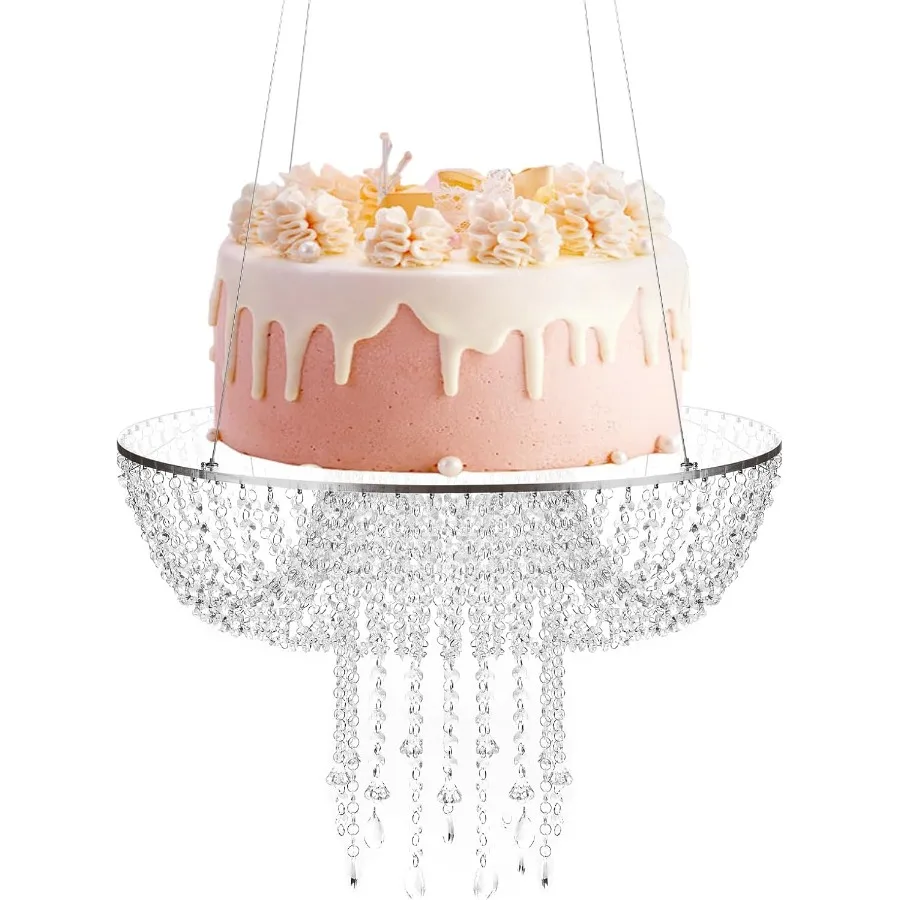 

Подвесная подставка для свадебного торта, 24-дюймовая акриловая хрустальная люстра, стильная драпировка, подвесная качели для торта, круглая прозрачная стойка для держателя торта