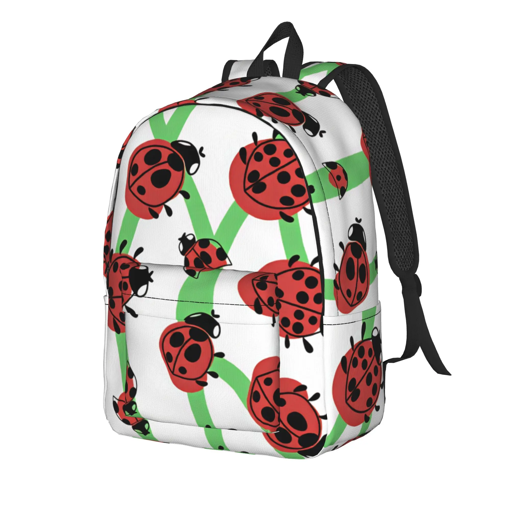 Ladybug Green Vine Backpack  Student Polyester Outdoor Style Backpacks Durable Stylish School Bags Rucksack