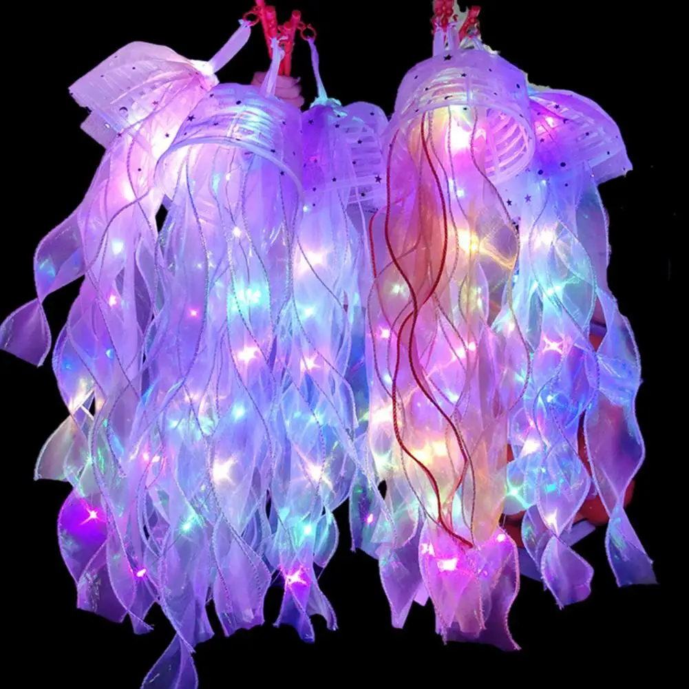 50cm Jellyfish Lamp Elegant Gauze Colorful Jellyfish Party Hanging Lantern Decor Hanging Jellyfish Lantern Glowing Jellyfish