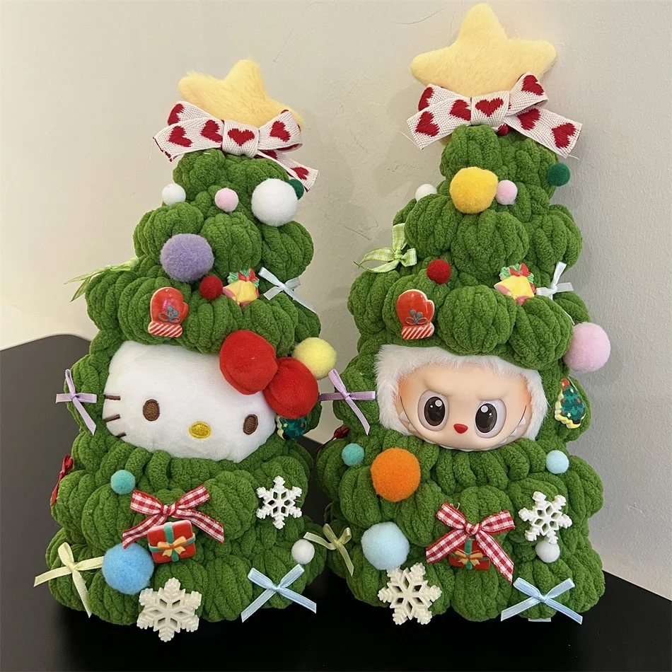 

Handmade Crochet Creative Christmas Tree Clothing for Labubu KT Cat Outfit Doll DIY Accessories Christma Halloween Kids Toy Gift