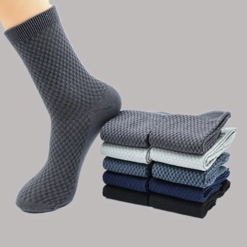 5/10 Pairs Breathable Business Harajuku Retro Man Socks Black Long High Quality Men's Bamboo Sock Deodorant Gift Set Fiber Socks