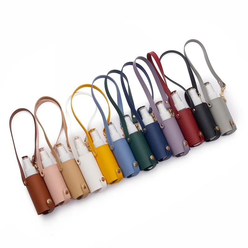 

12pcs/lot 60ml Colourful Leather Holster Spray Bottle Hanging Package Alcohol Sub Travel Bottle