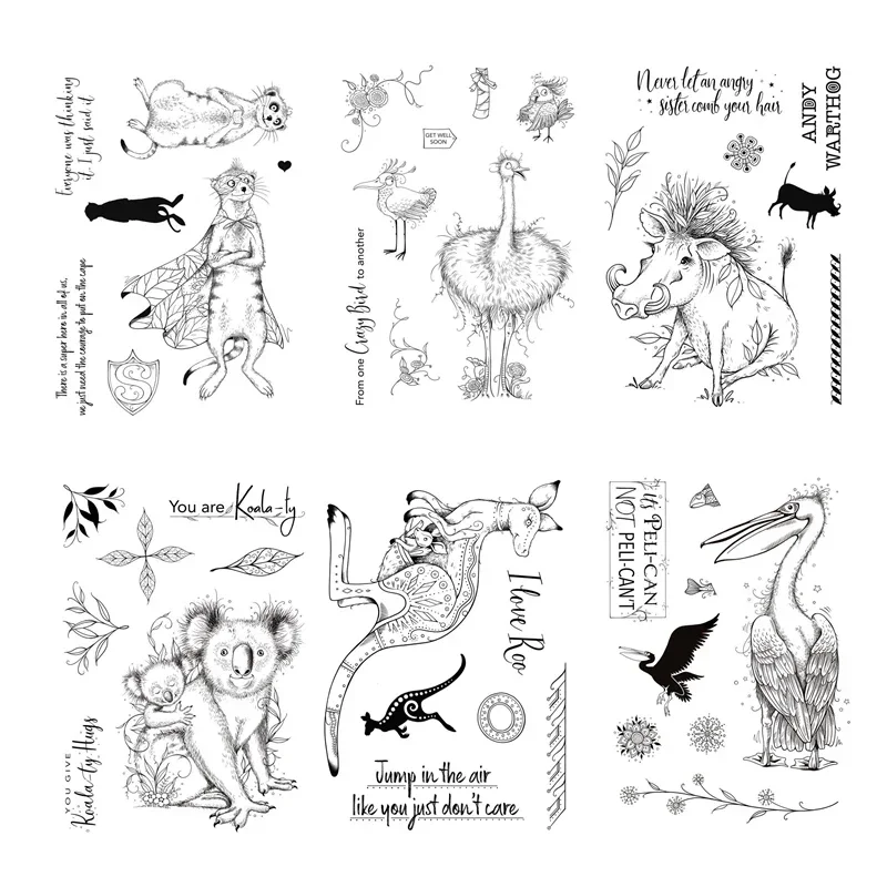 

Clear Stamps For 2026 New Scrapbooking Paper Making Pelican Koala Kangaroo Super Hero Craft Card Transparent Seals 15*20CM
