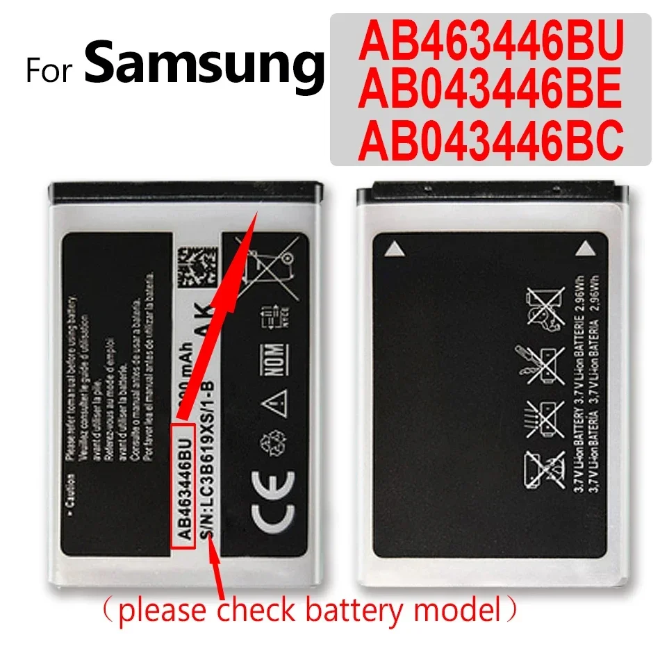 

AB463446BU AB553446BU AB043446BE аккумулятор для Samsung C3520 E1228 E2530 E339 C3300K X208 B189 B309 E2330 C5212 W559 G500 S5830