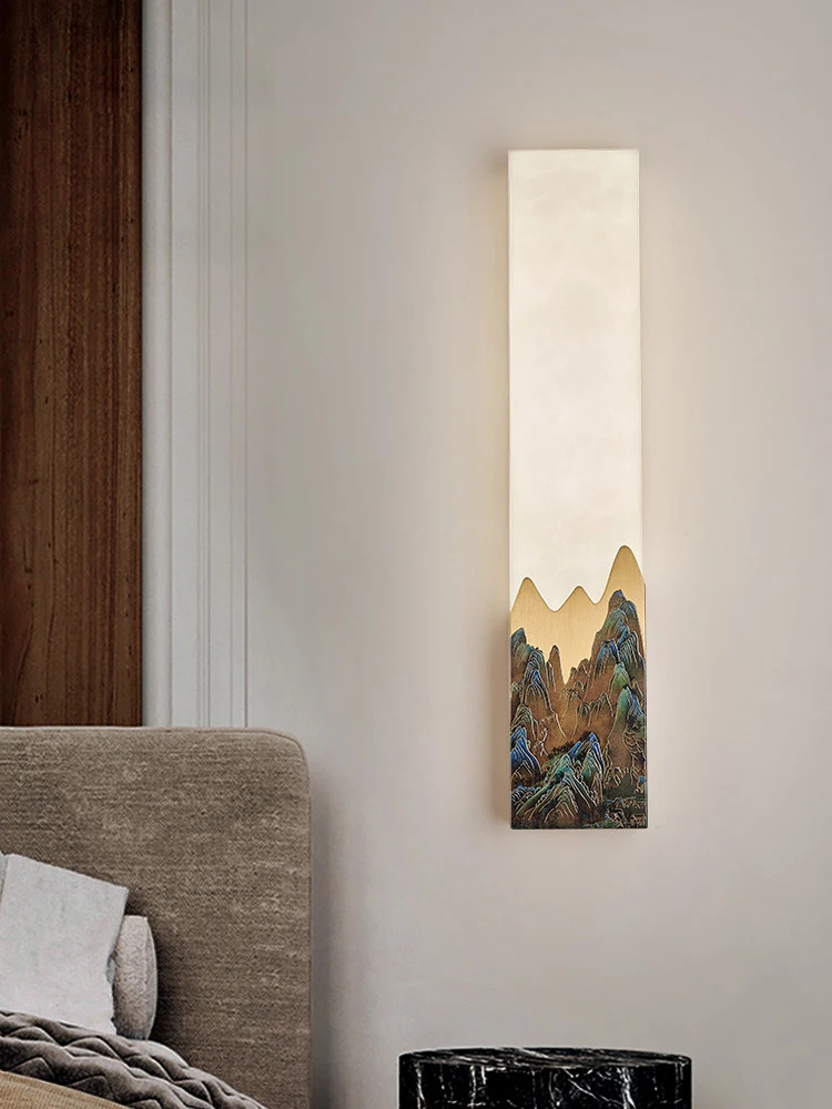 

New Chinese style, all copper, wall lamp, enamel color, Chinese style, Zen, tea room, living room, background wall