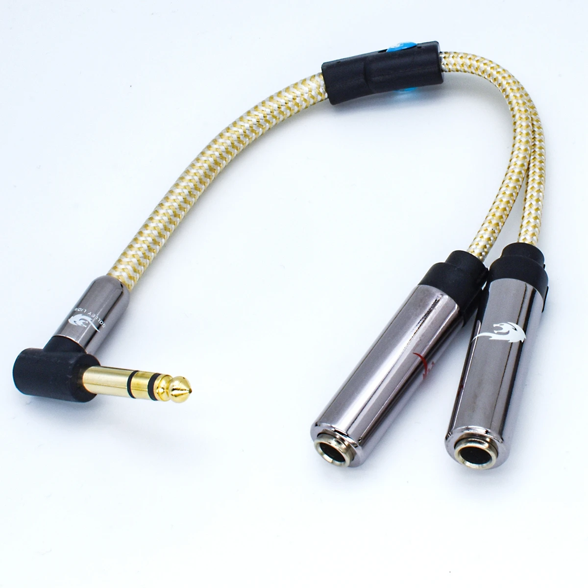 Hifi Audio Cable 25cm Stereo 6.35mm to Dual MONO 6.35mm Female for Recorder 1/4 Inch TRS Jack Breakout Cable Gold Plating