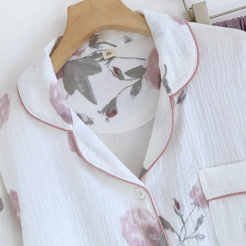 

Одежда для сна в сельском стиле, хлопковые брюки, пижамный комплект на весну и осень, домашняя одежда с длинными рукавами для женщин