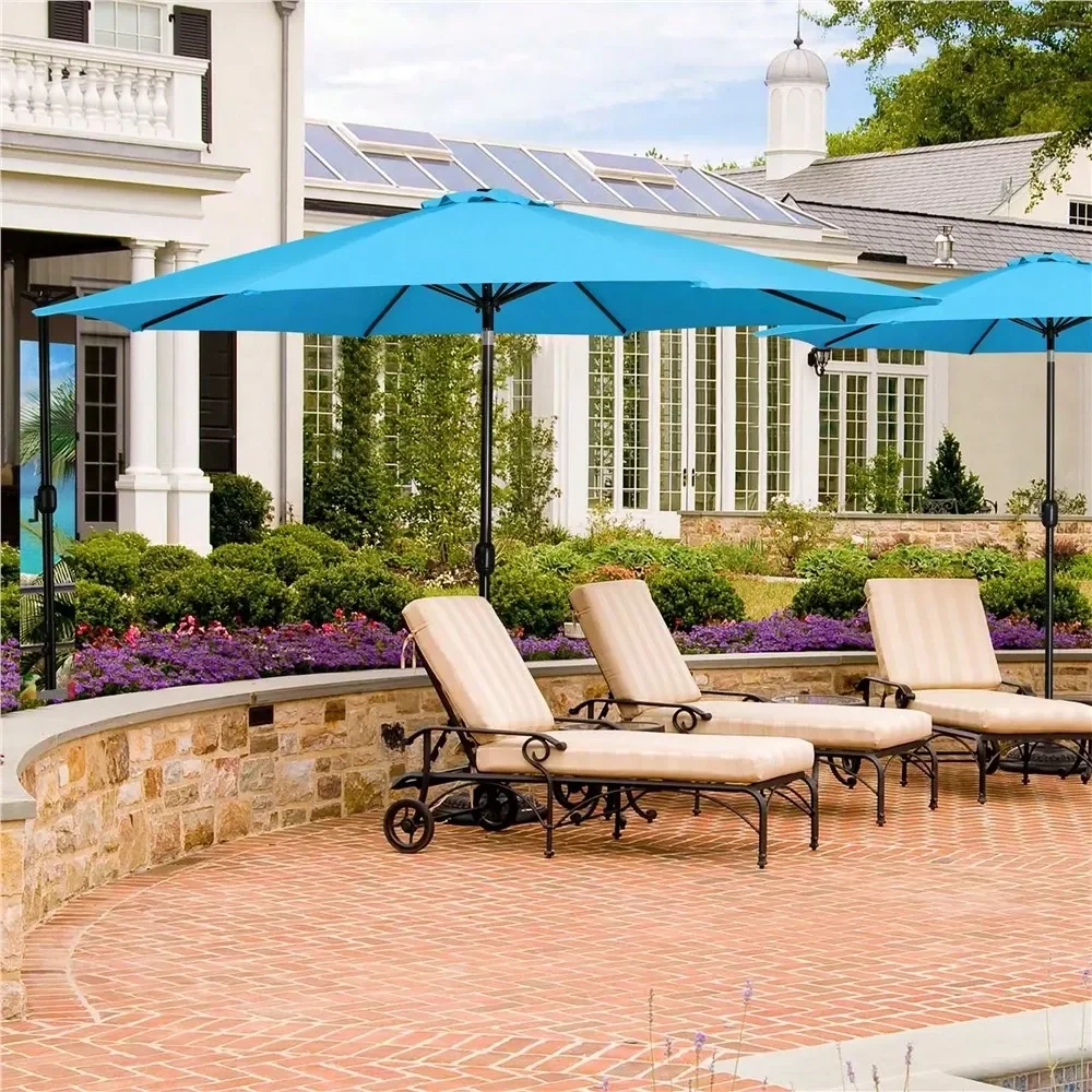 

11FT Market Umbrella 8 Ribs Patio Umbrella With Push Button Tilt Crank Outdoor Umbrella For Pool Garden Backyard