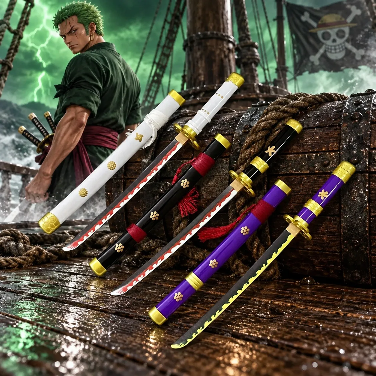 18inch Roronoa Zoro Katana Real Size Japanese Katana Ninja Knife Anime Cosplay Prop Blade Zoro Sword Original Samurai Sabre Toy